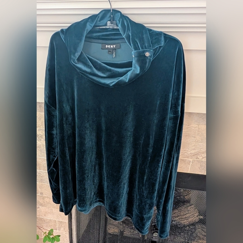 DKNY Deep Teal Velvet Women's Tunic